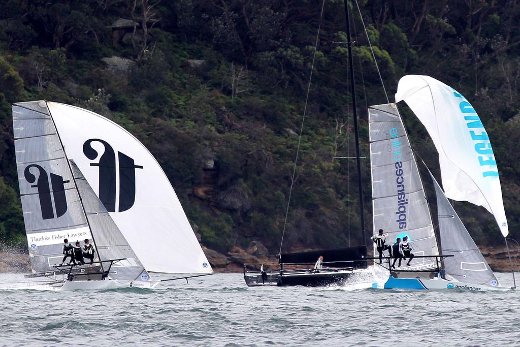 The critical moment when Appliancesonline broke the spinnaker pole while leading the race © Frank Quealey